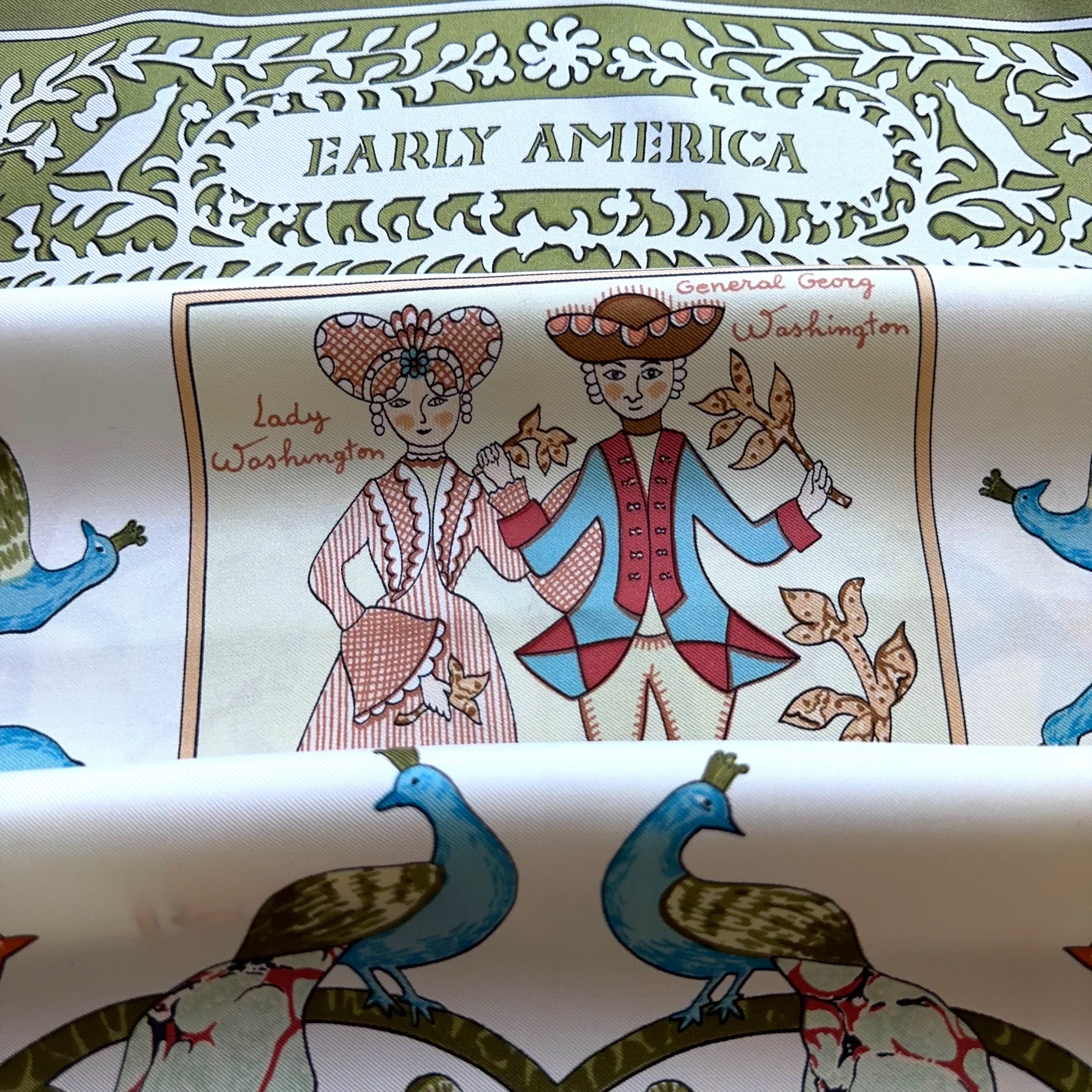 Carré Hermès 90 cm – Early America – F. de la Perrière (1981)