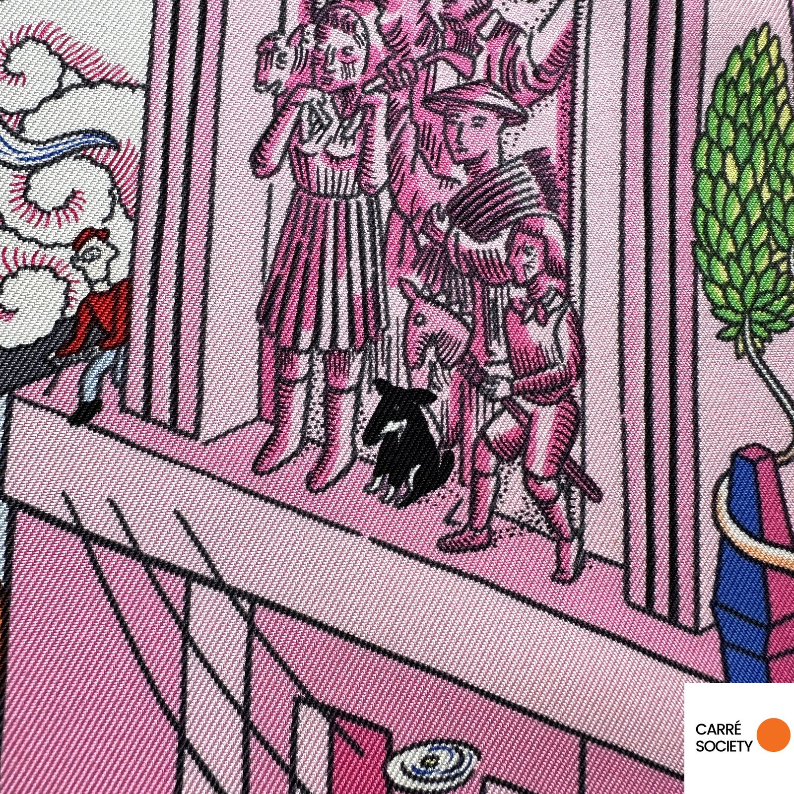 zoom sur le petit chien de l'artiste assis inséré dans le dessin