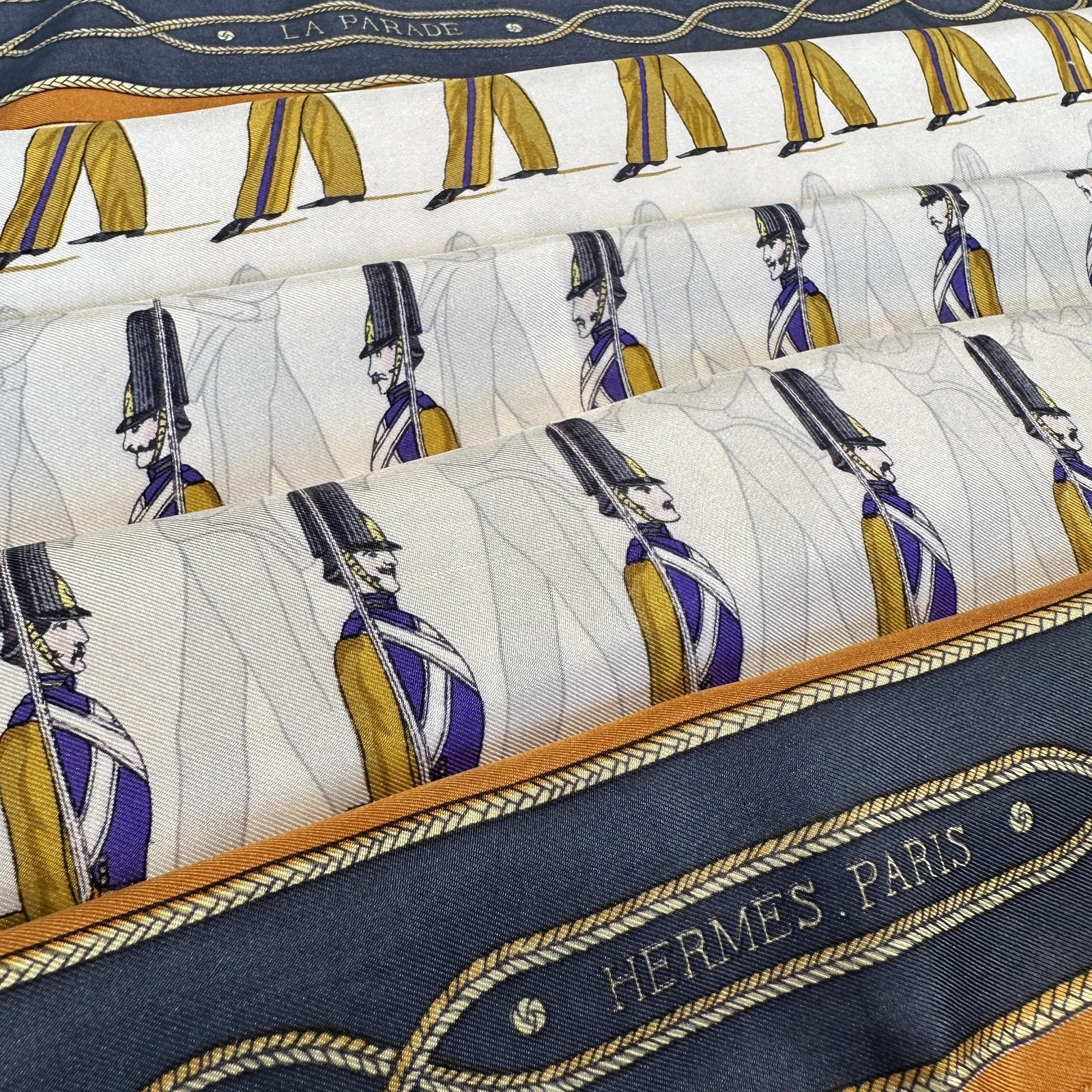 Hermès scarf 90 cm – La Parade – Françoise Héron (1966)