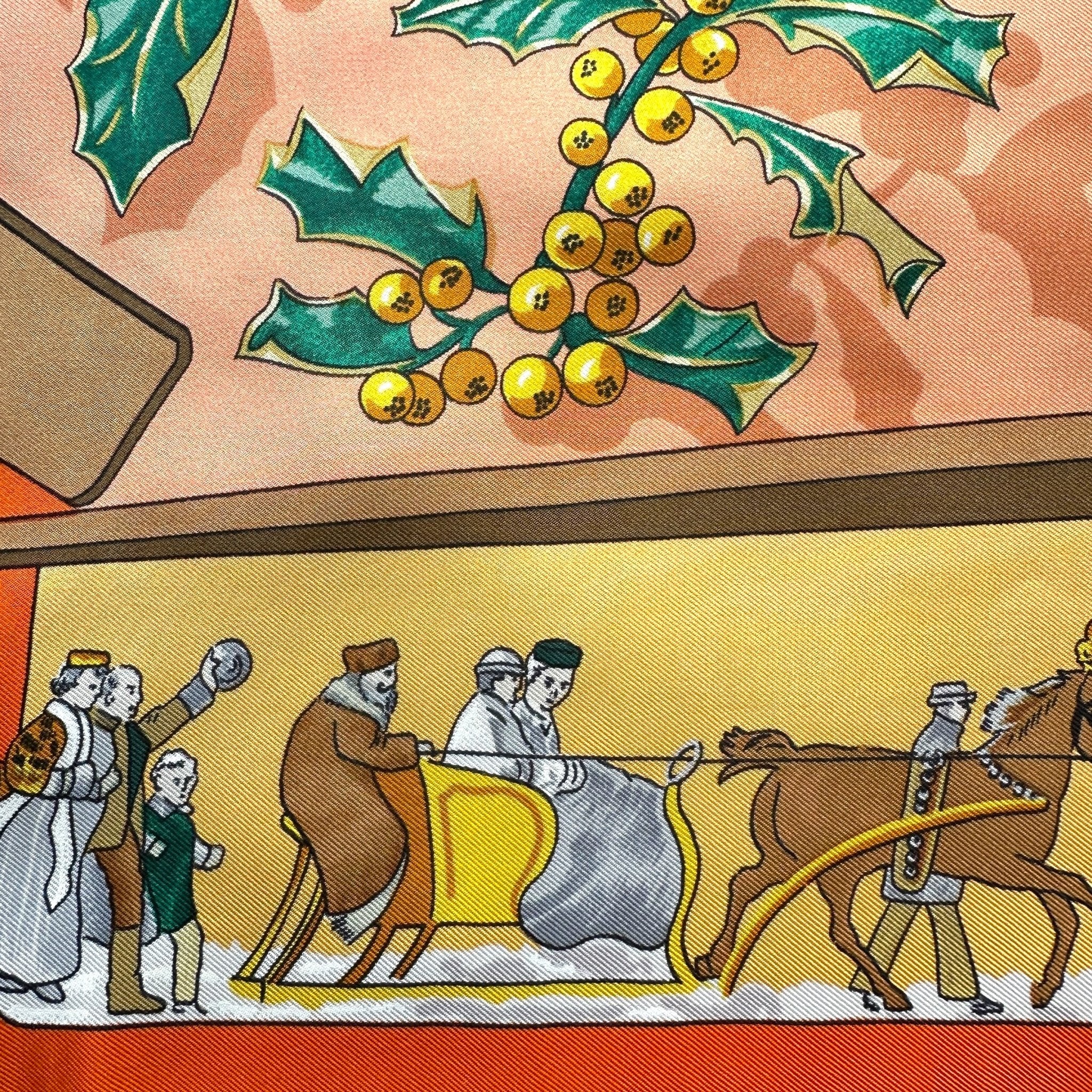 Zoom sur la palette orange mandarine et vert – détail de motif