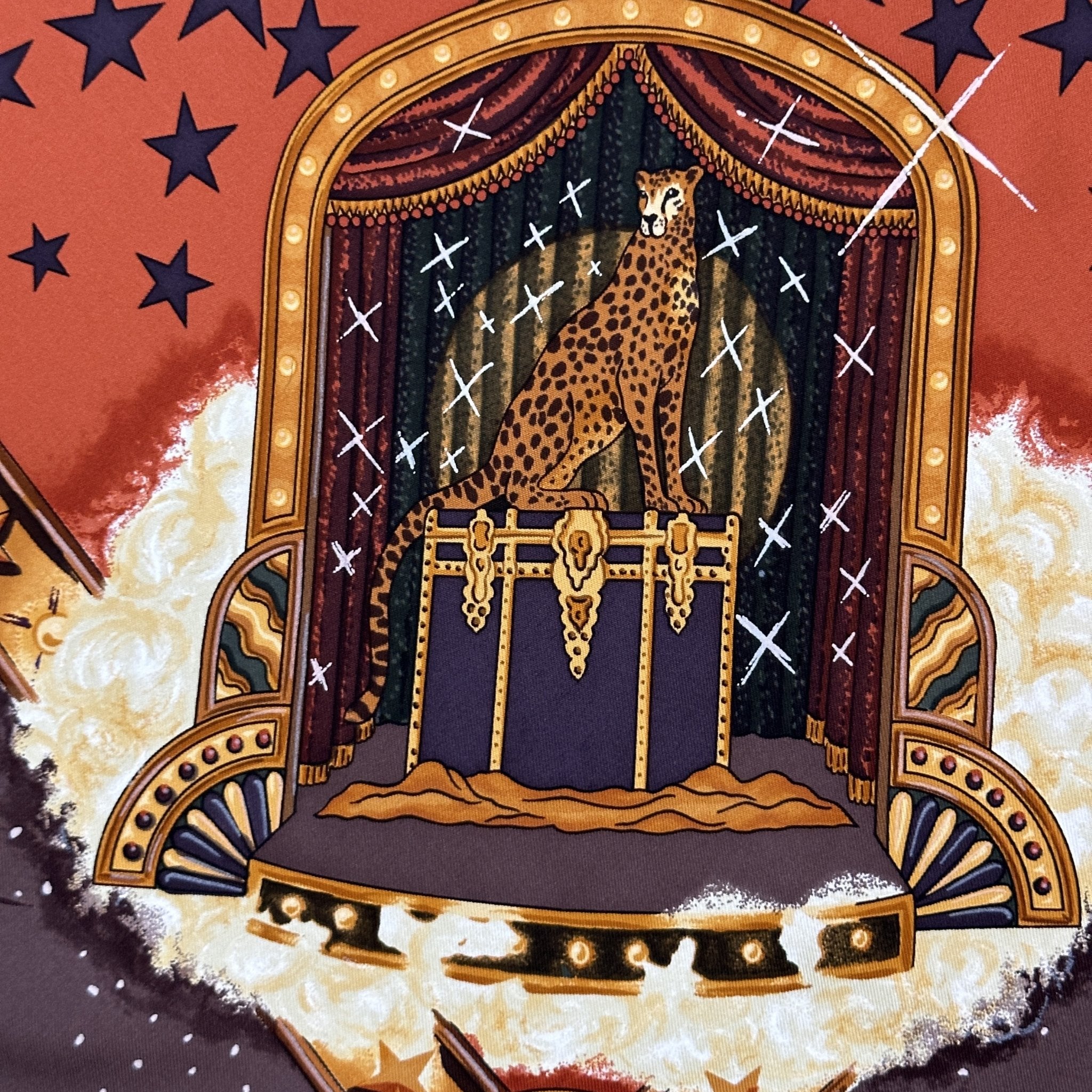 detail de leopard dans une cage du dessin du carre hermes