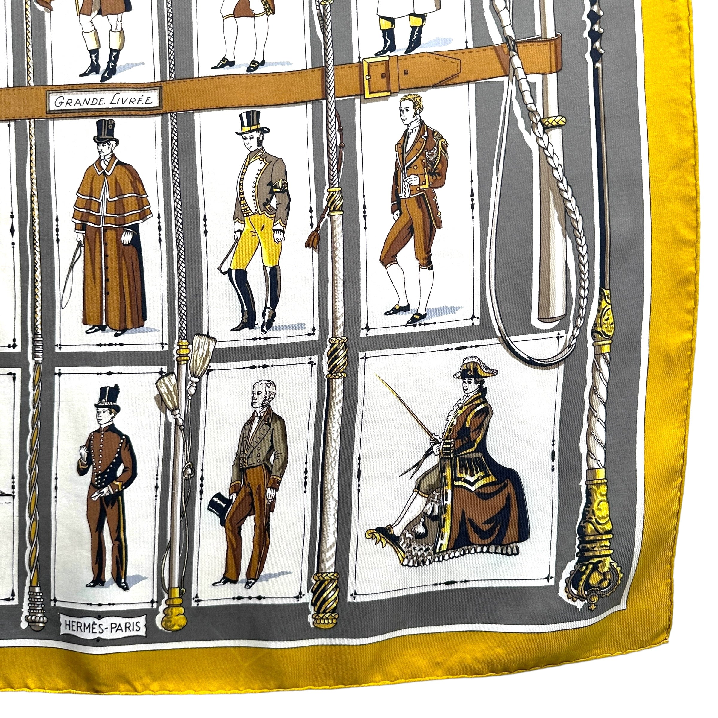 foulard-carre-hermes-grande-livree-par-marie-francoise-heron-en-tres-bon-etat